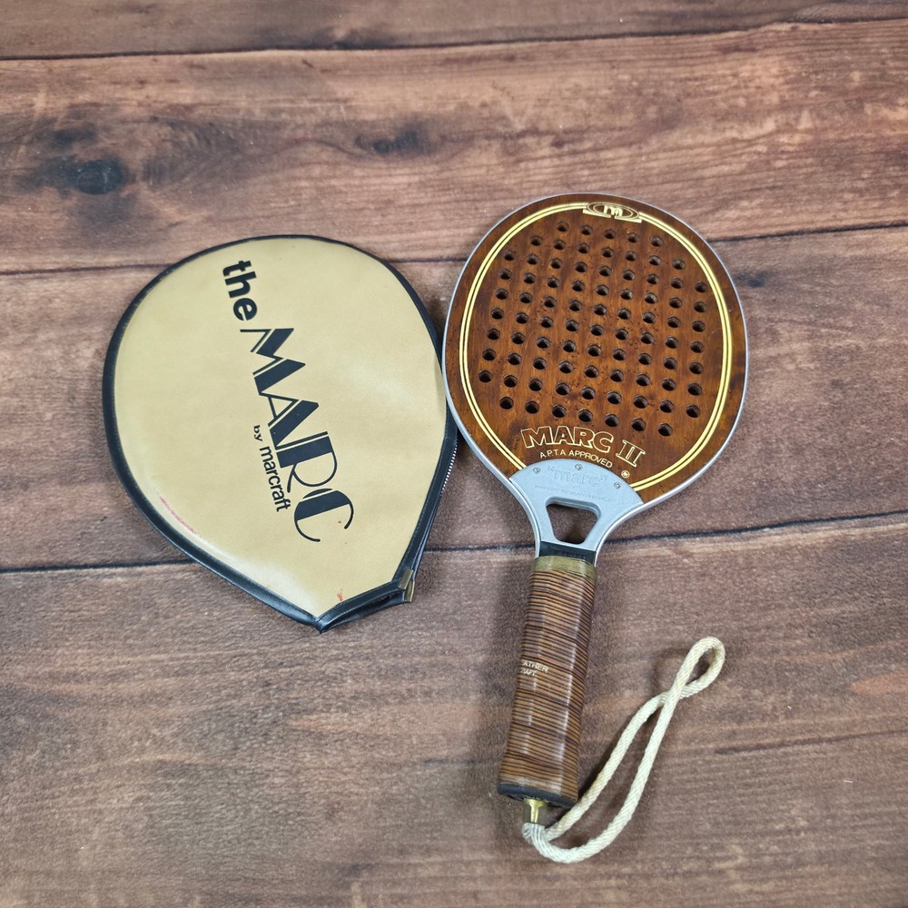 Marcraft Marc II Platform Tennis Paddle Adult OS Brown Good Wood Metal Vintage